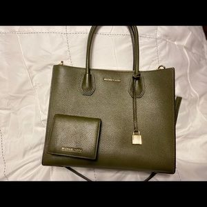 Authentic Michael Kors Olive Handbag and Wallet